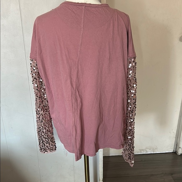 Free People Pink Oversized Sequin Tee - Picture 2 of 8